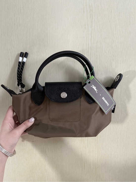 Longchamp Handbags - Longchamp Mini Tote in Brown with Black Trim